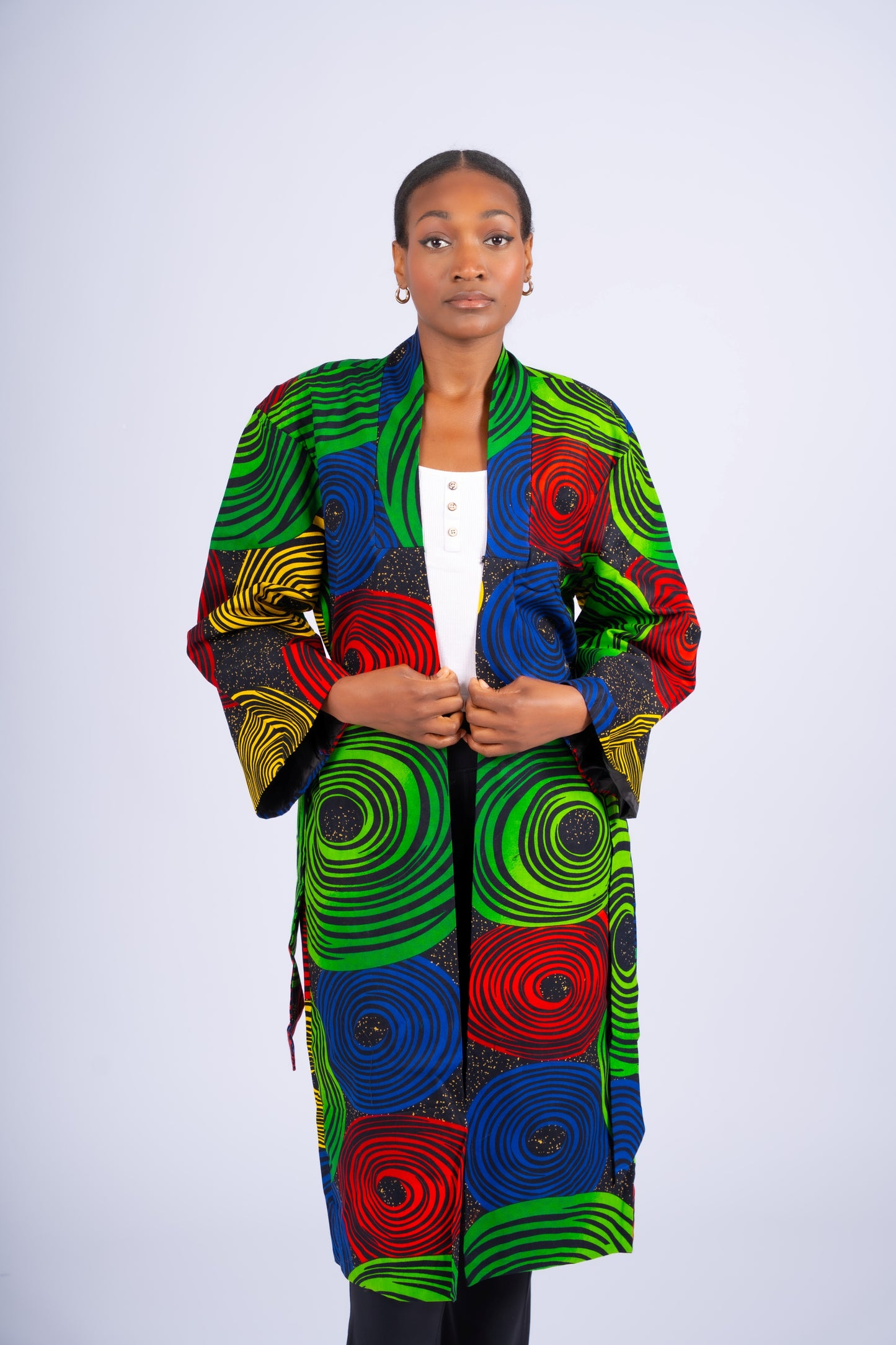 Circle Print Ankara  Coat| Contemporary Statement Womenswear