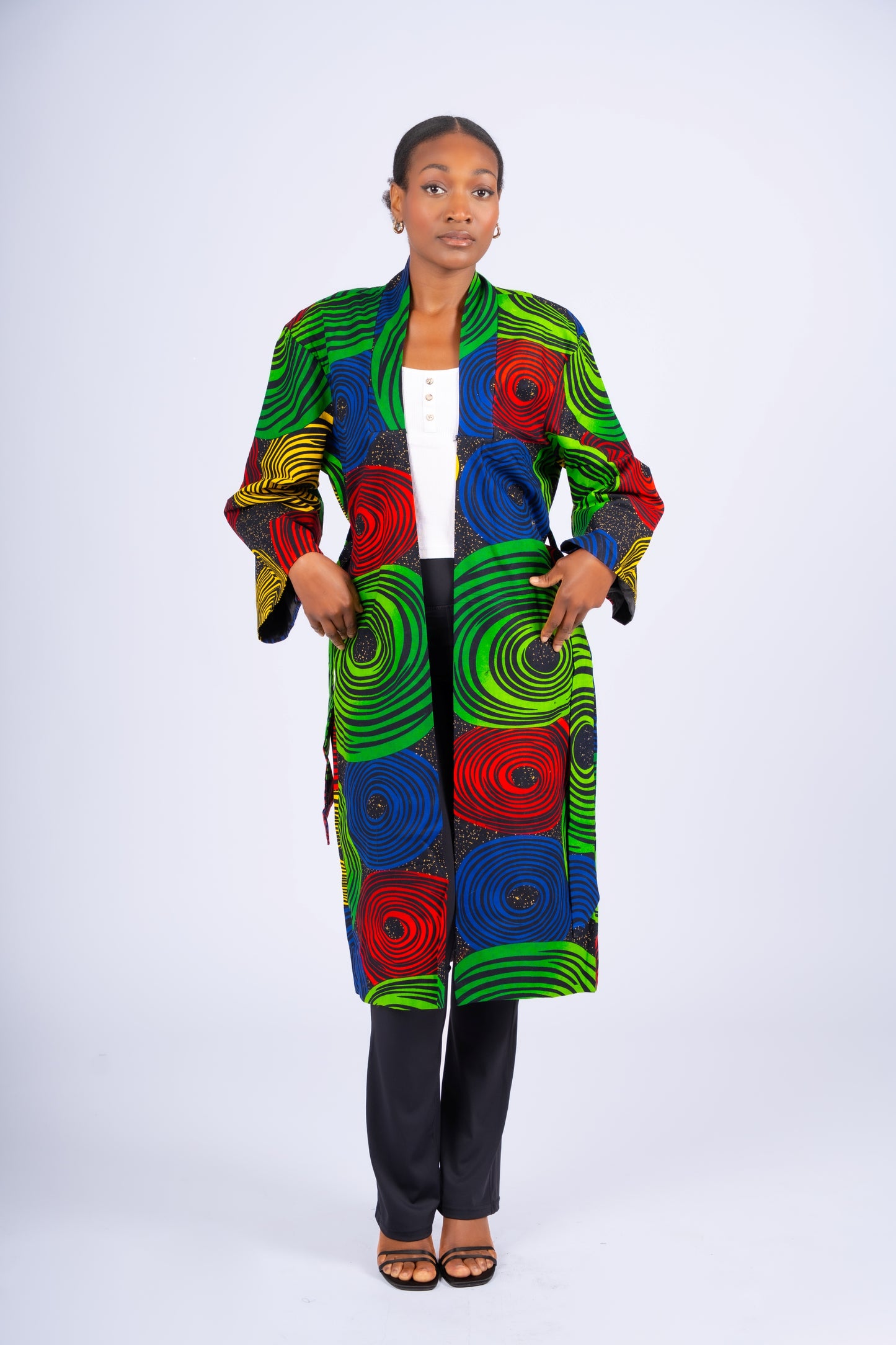 Circle Print Ankara  Coat| Contemporary Statement Womenswear