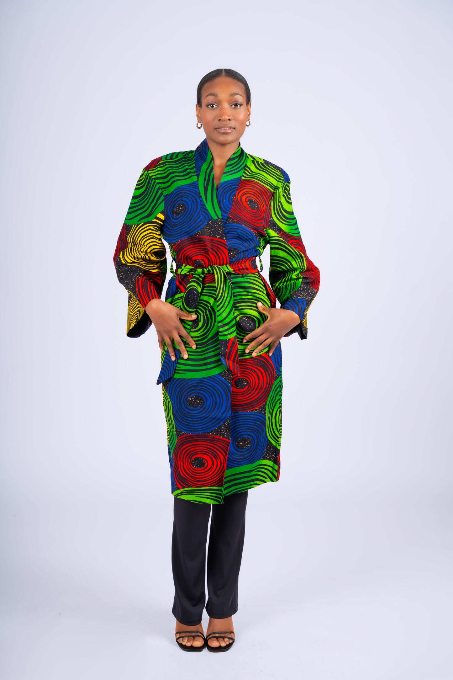 Circle Print Ankara  Coat| Contemporary Statement Womenswear
