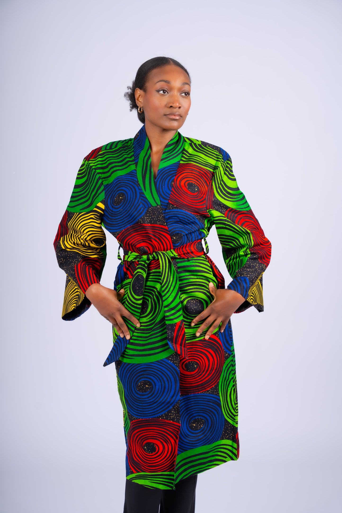 Circle Print Ankara  Coat| Contemporary Statement Womenswear