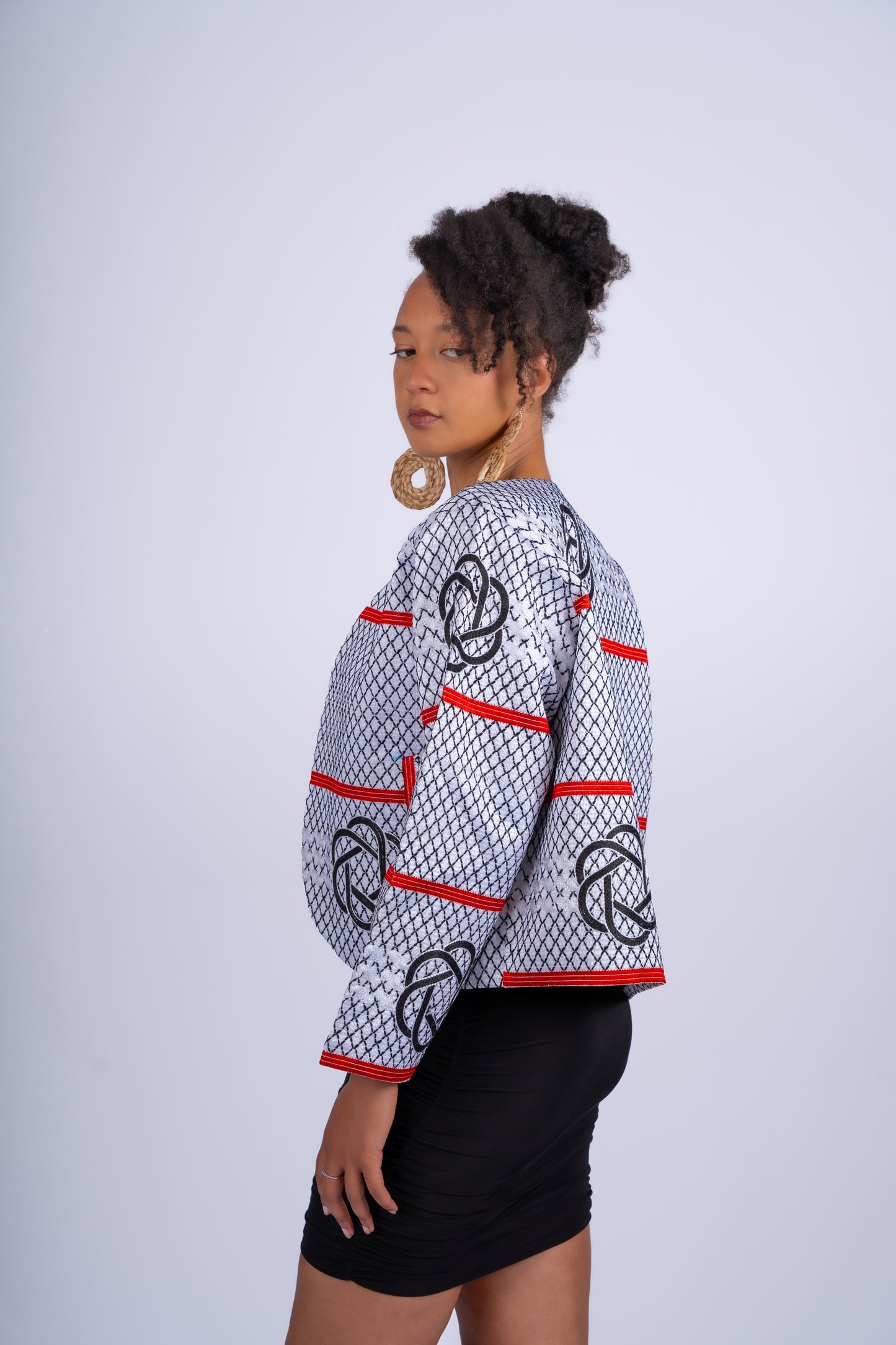 Akwete Gridline Crop Jacket | Contemporary Womenswear