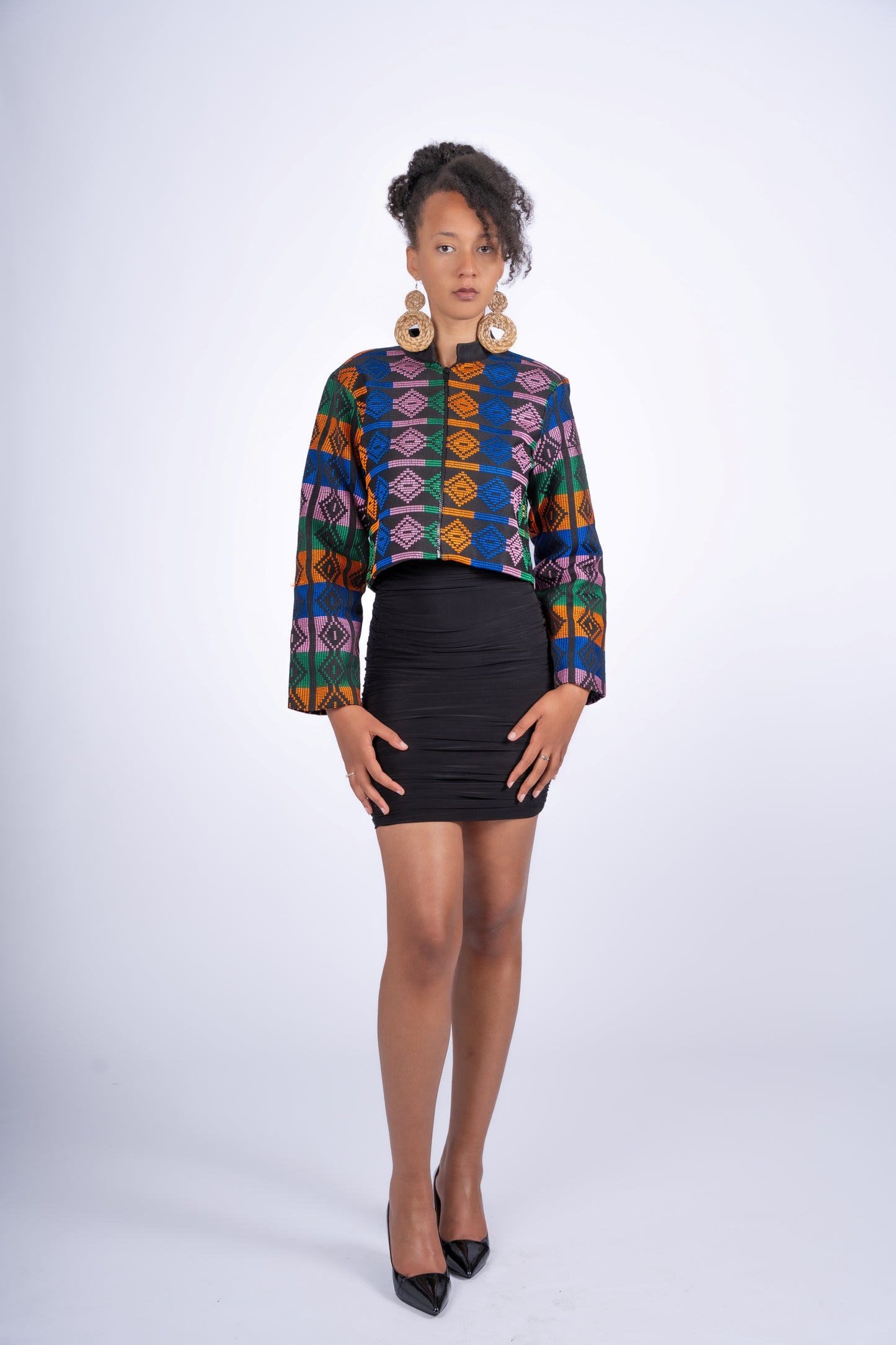 Akwete Mosaic Cropped Jacket | Contemporary Streetwear