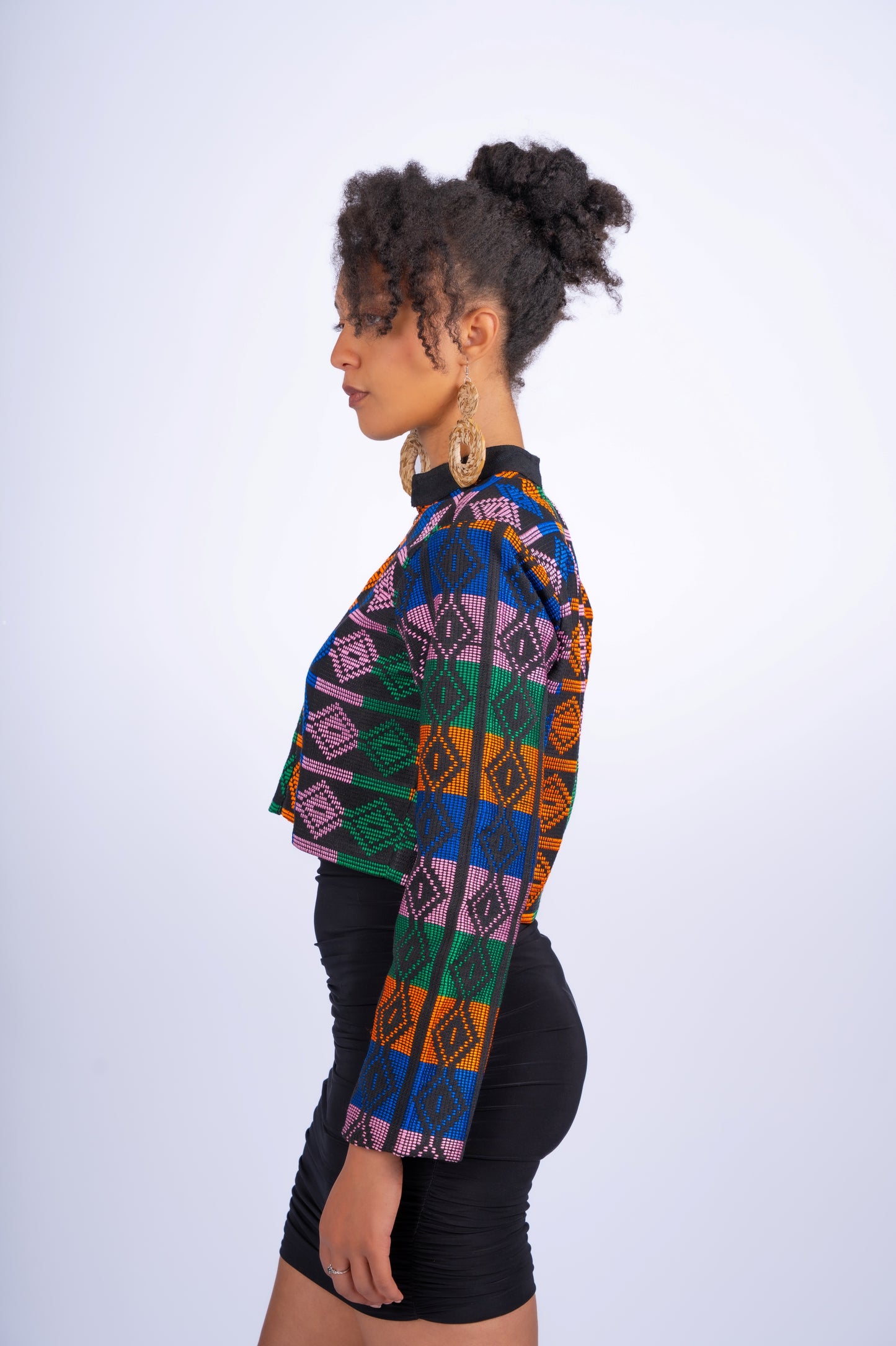 Akwete Mosaic Cropped Jacket | Contemporary Streetwear