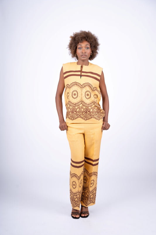 Desert Echo Linen Sleeveless Set | Contemporary Streetwear