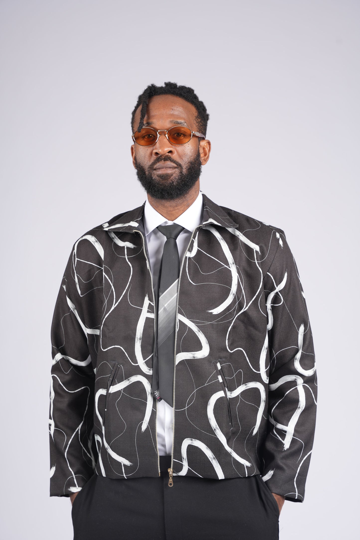 Monochrome Expression Zip Jacket | Contemporary Luxury Menswear