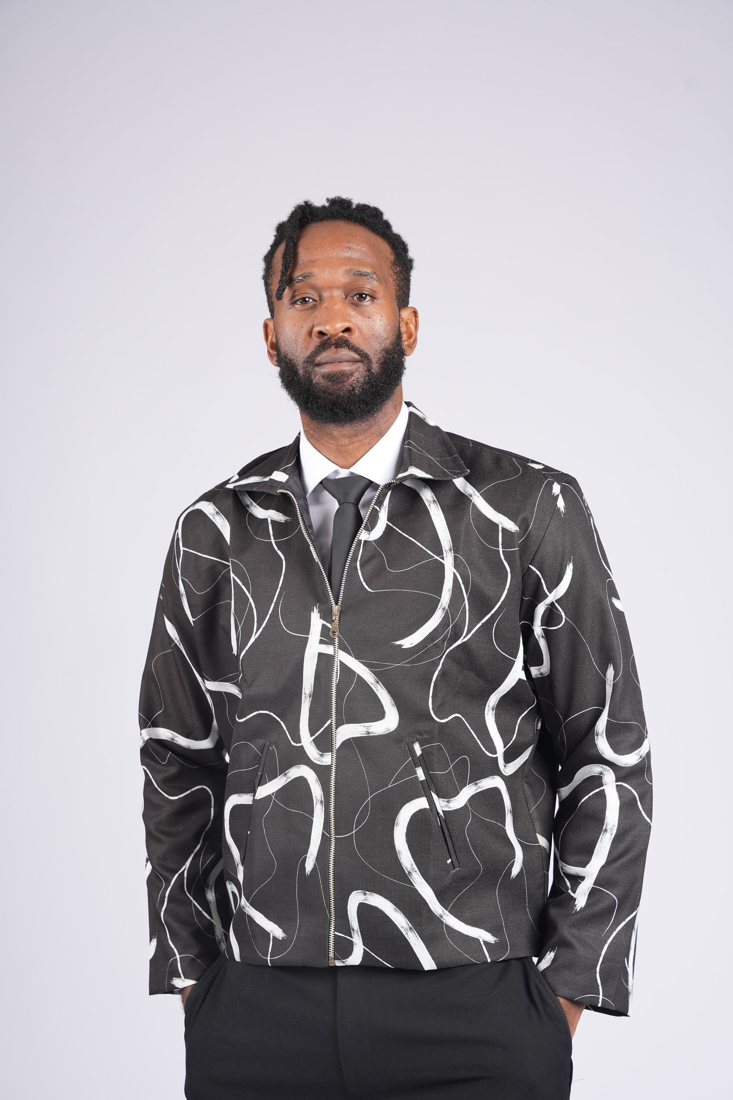 Monochrome Expression Zip Jacket | Contemporary Luxury Menswear
