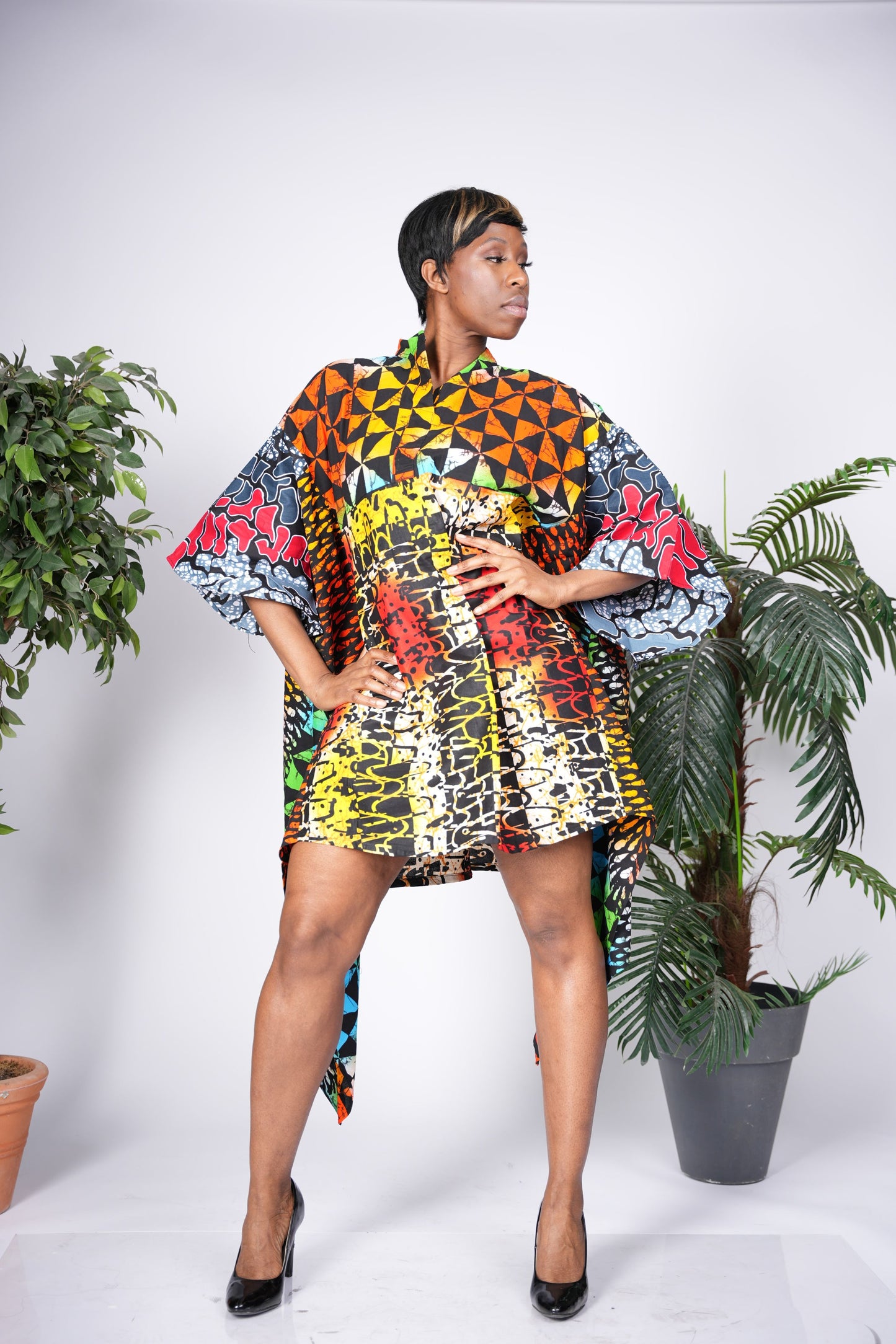 Patchwork Ankara Asymmetric Dress | Contemporary Statement Wear