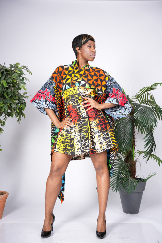 Patchwork Ankara Asymmetric Dress | Contemporary Statement Wear