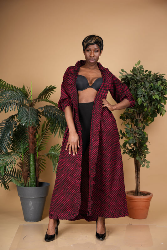 Free flowy Red Ankara Kimono