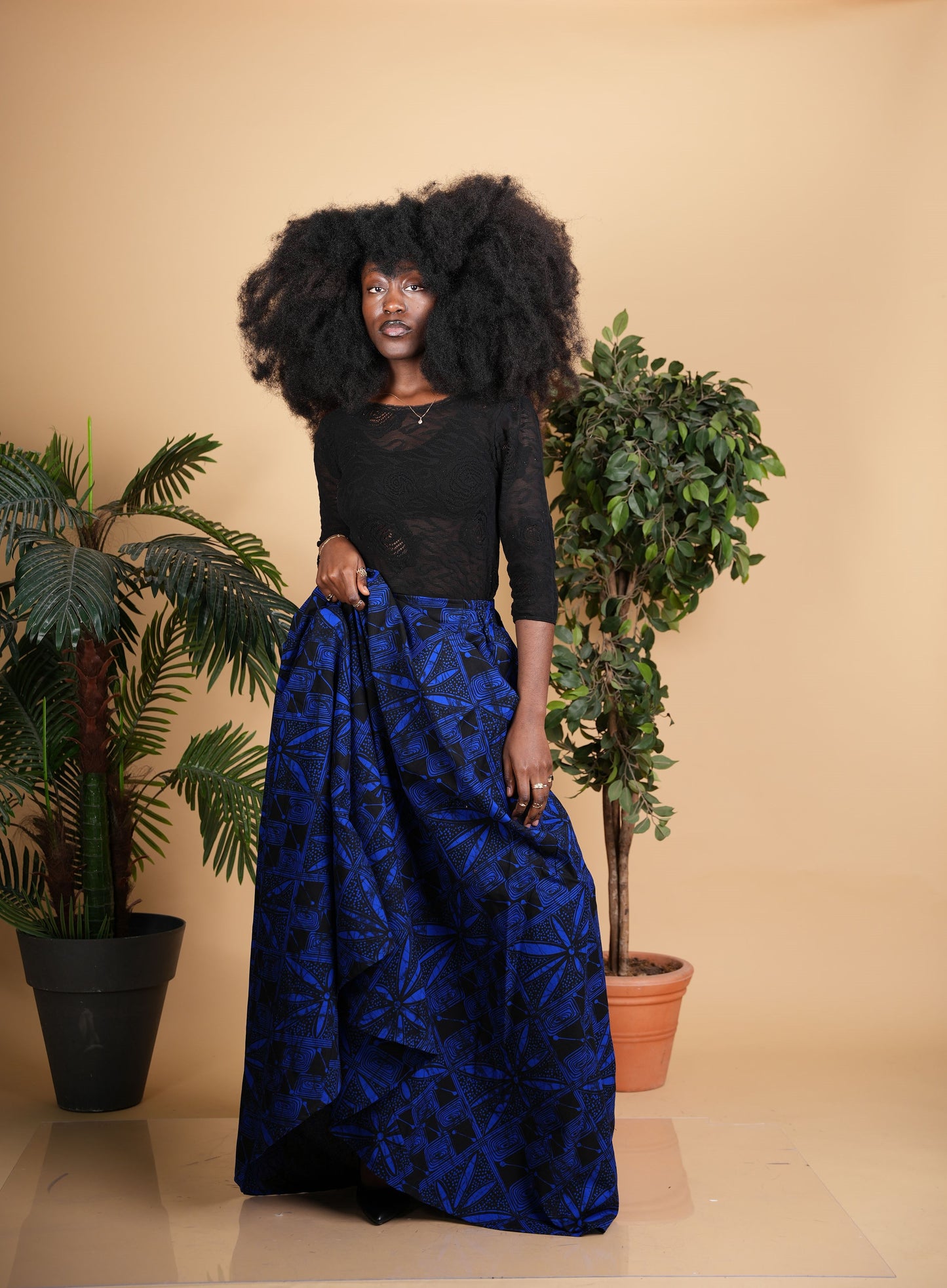 Blue and Black Maxi Skirt