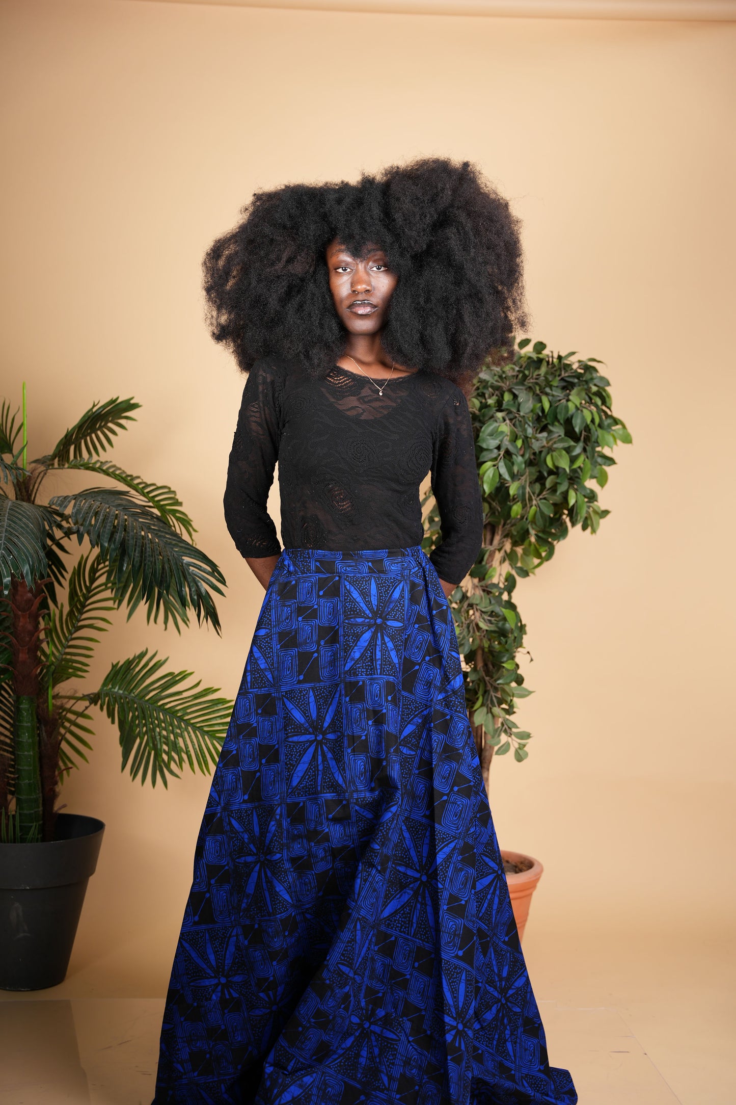 Blue and Black Maxi Skirt