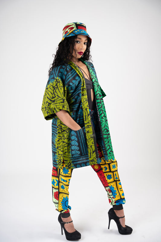 Green Stoned Ankara Kimono