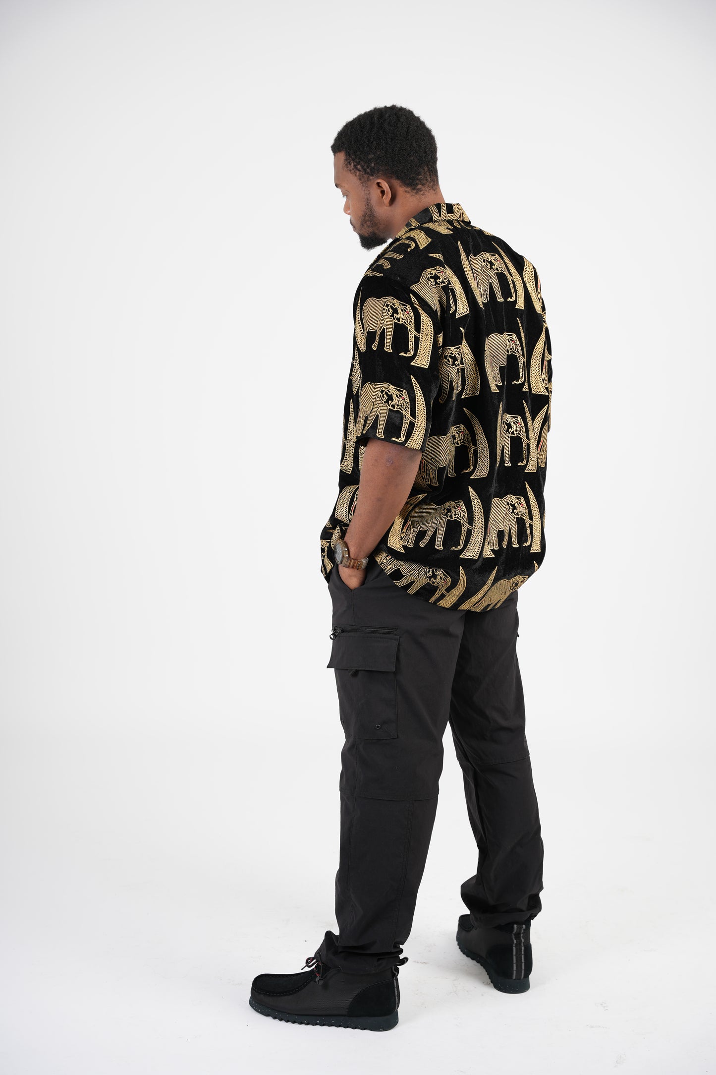 Black and Gold elephant print shirt