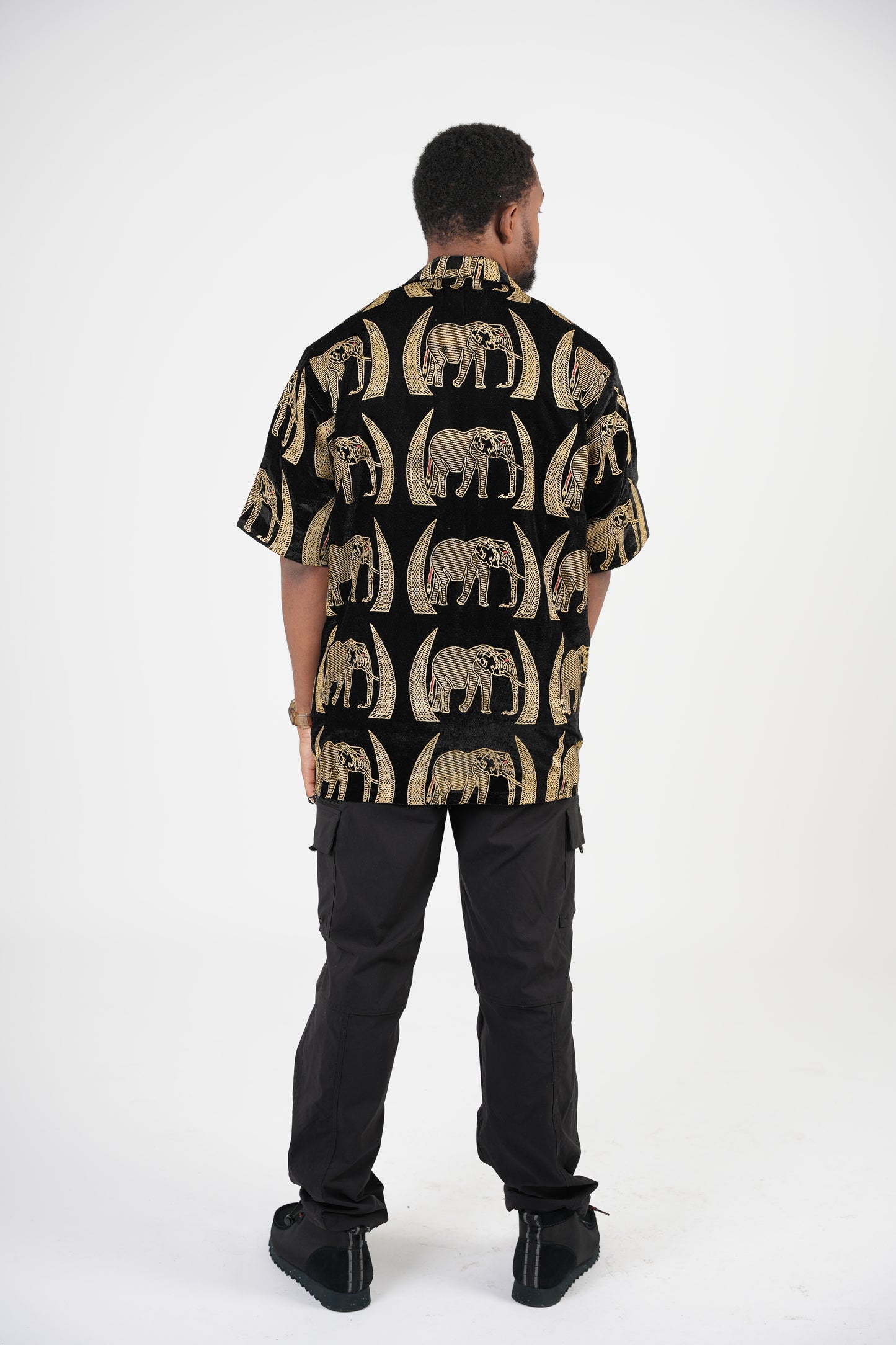 Black and Gold elephant print shirt