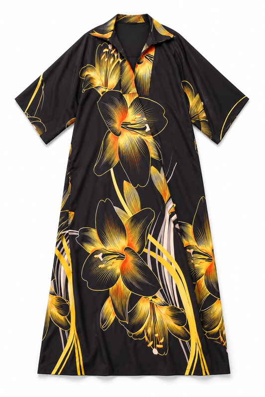 Midnight Bloom Kaftan | Statement Floral Maxi Dress