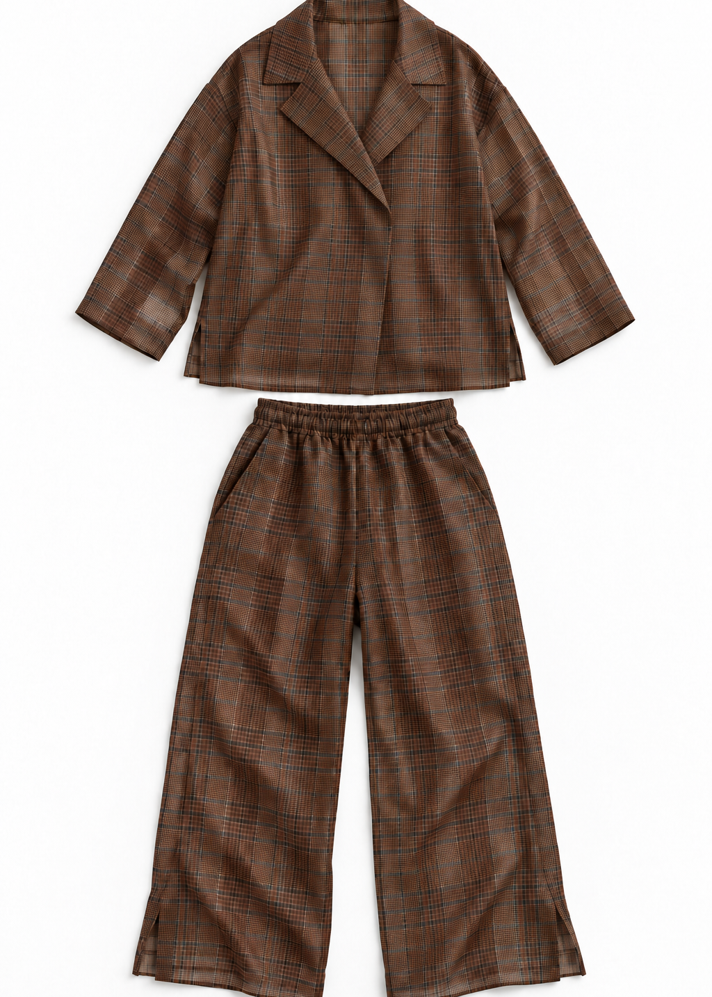 Mocha Grid Co-ord Set | Relaxed Luxury Womenswear