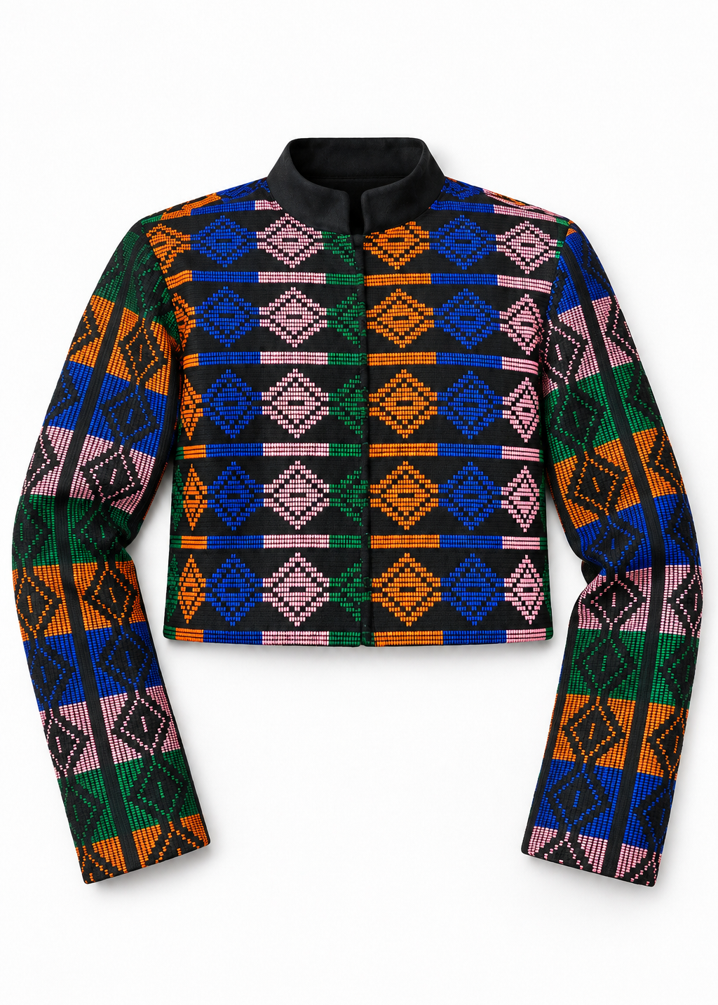 Akwete Mosaic Cropped Jacket | Contemporary Streetwear