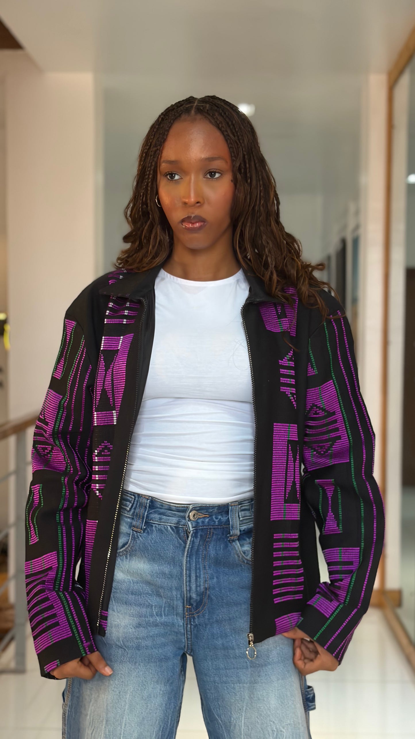 Akwete Bomber Jacket - | Contemporary Streetwear (Purple)