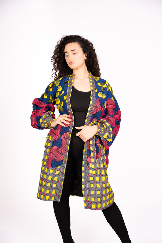 Multi colour ankara print kimono