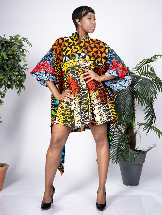 Multi coloured ankara print dress