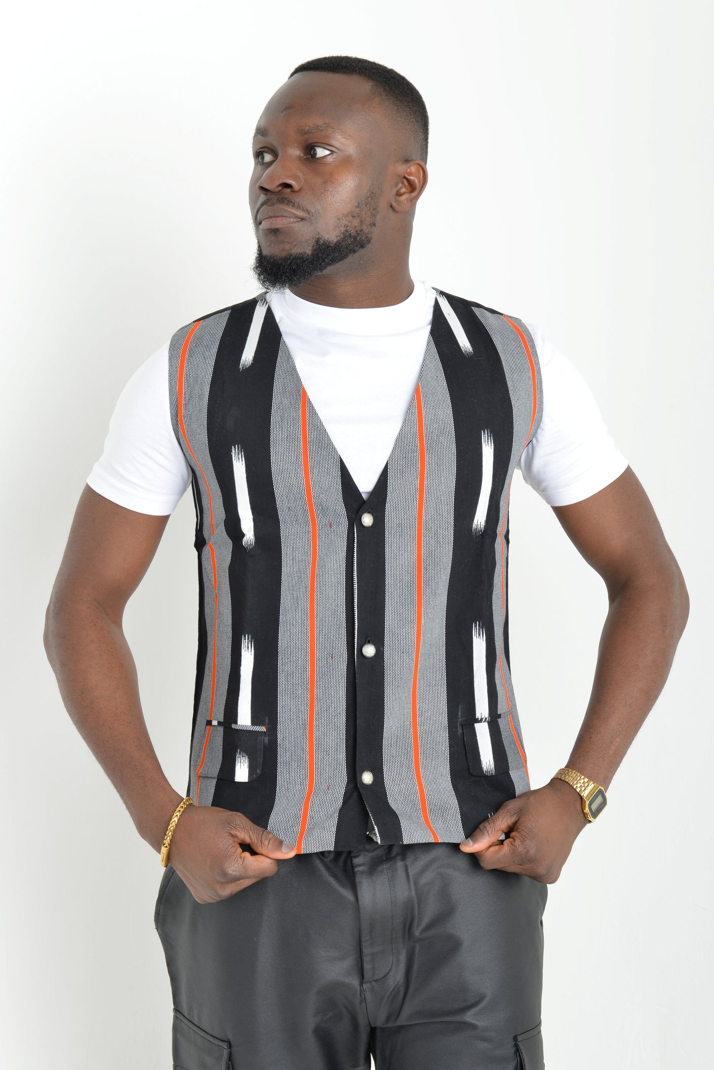 Tribal stripes waistcoat