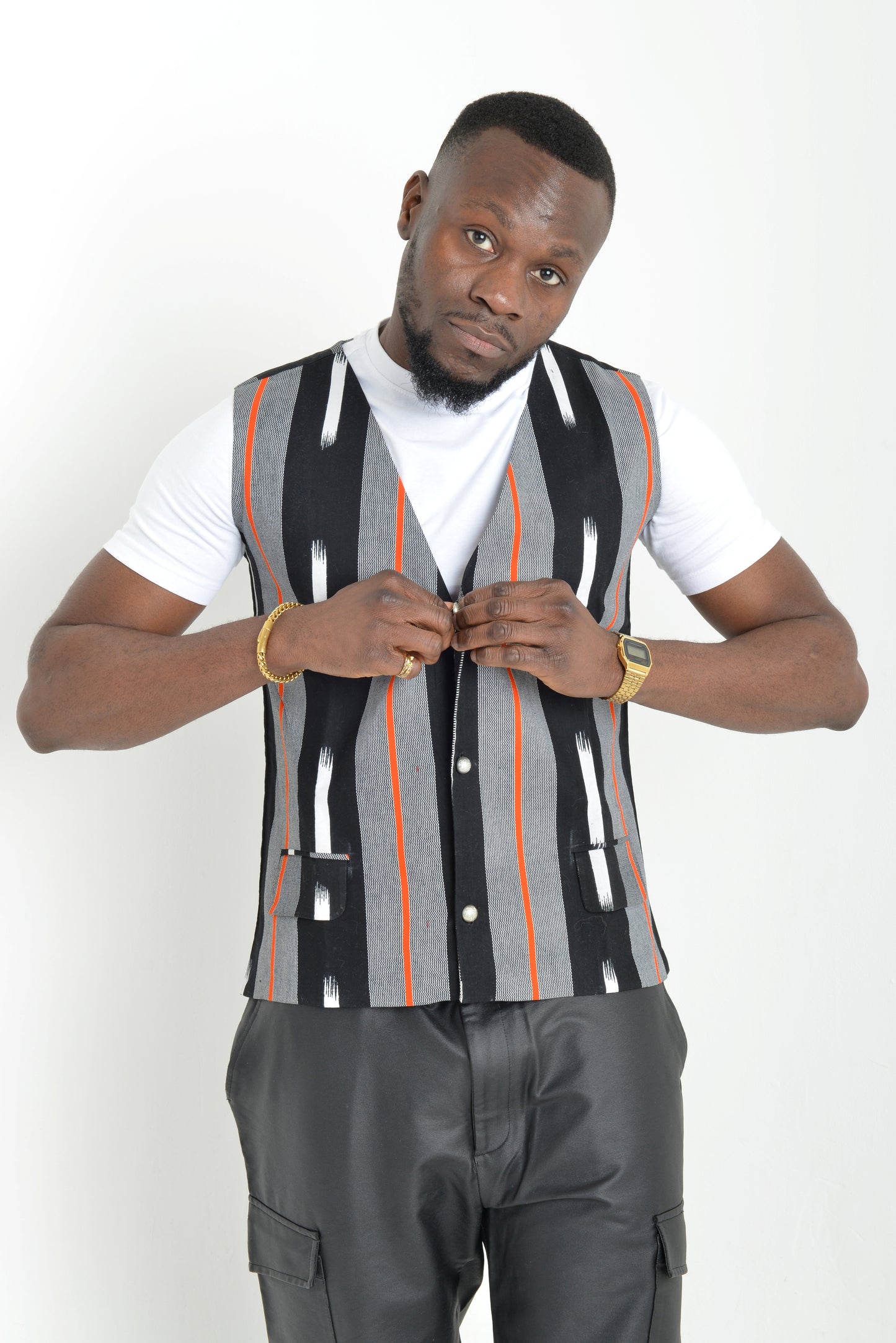 Tribal stripes waistcoat