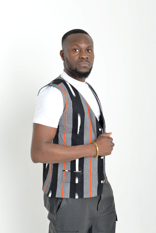 Tribal stripes waistcoat