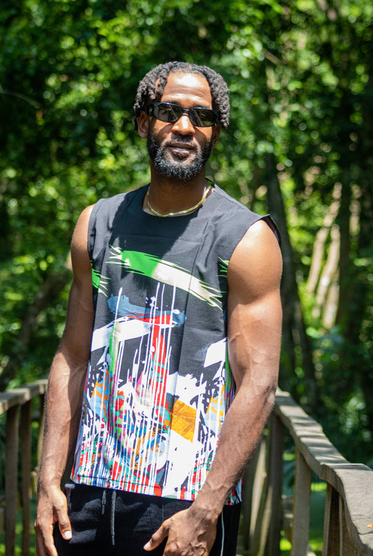 Abstract Art colour splash sleeveless top