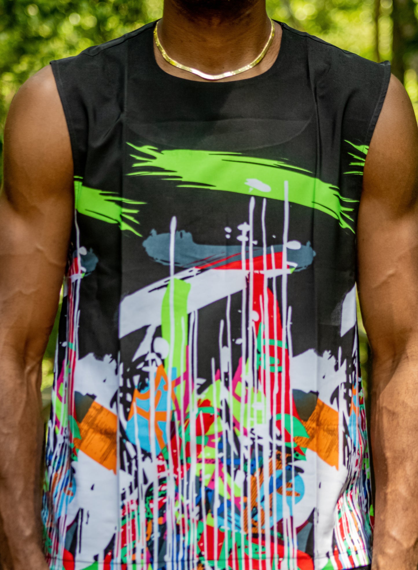 Abstract Art colour splash sleeveless top