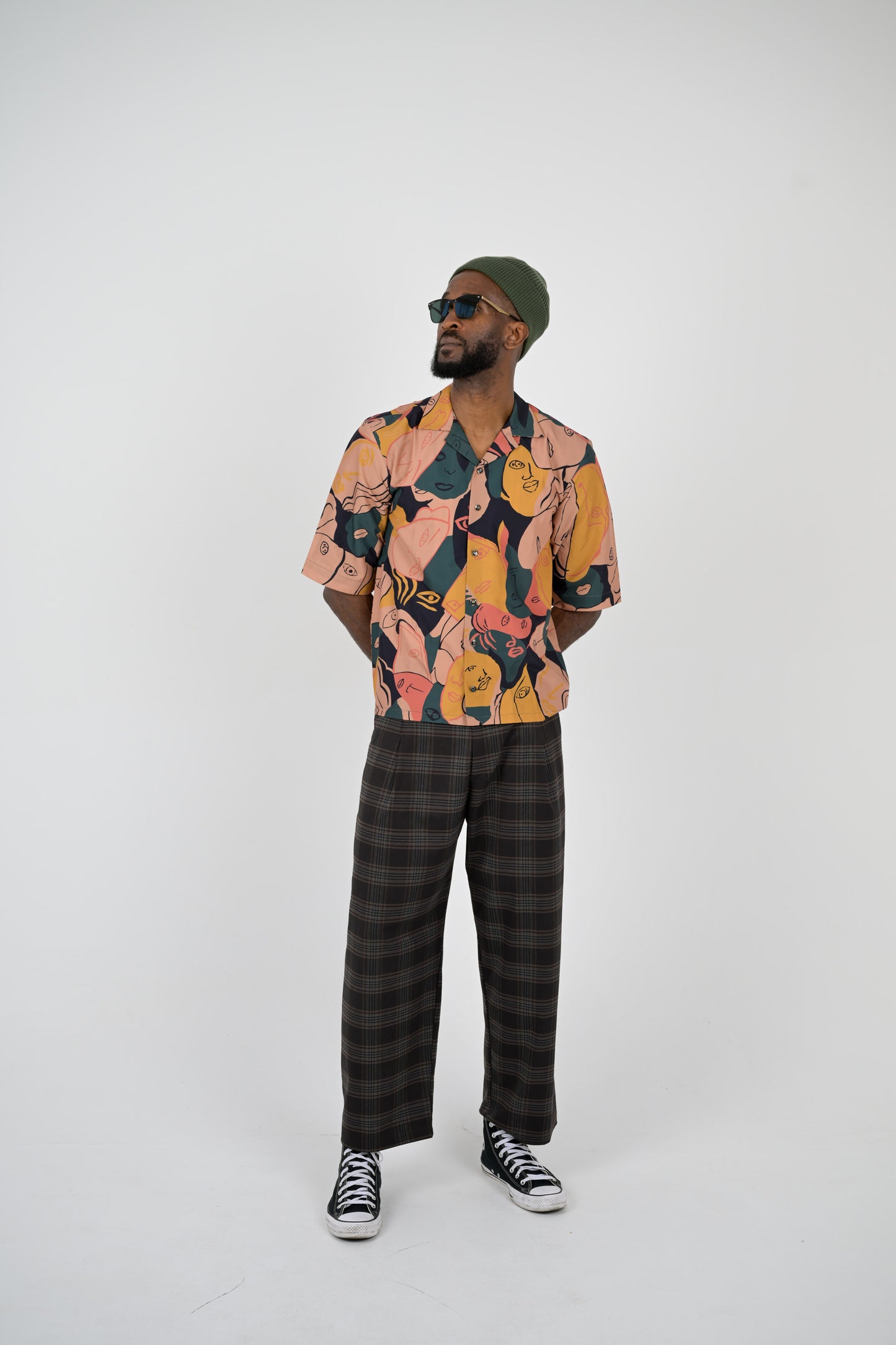 Abstract faces print shirt
