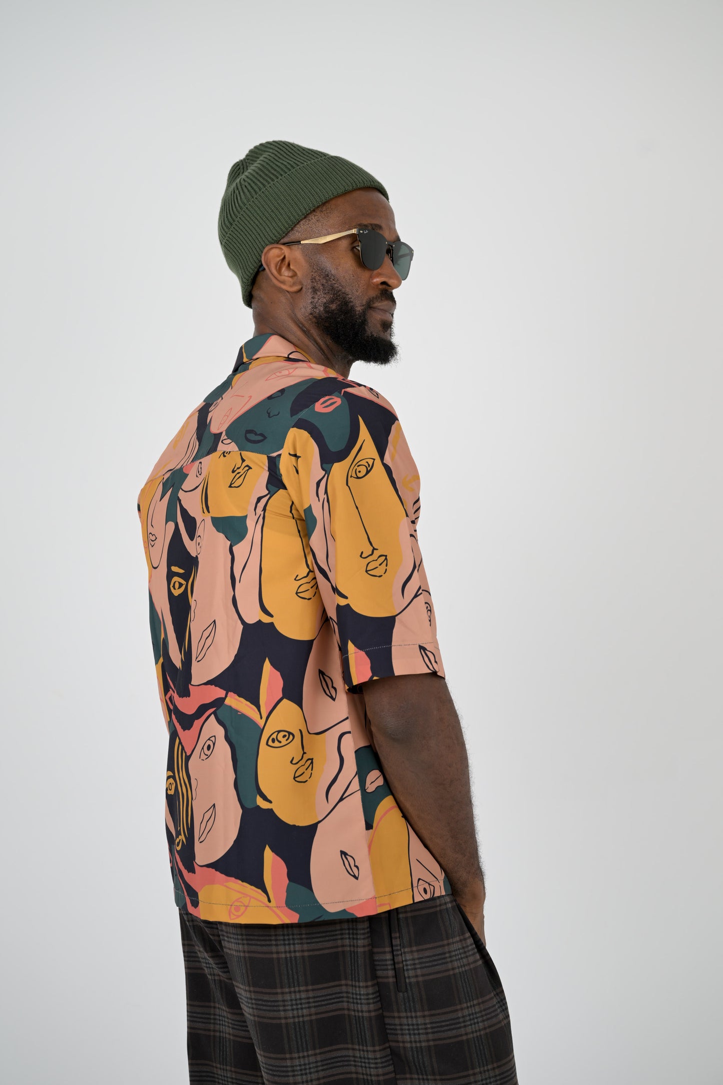 Abstract faces print shirt