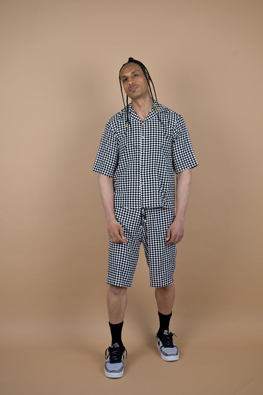 Black and White Checkered Pattern 2 Piece Set