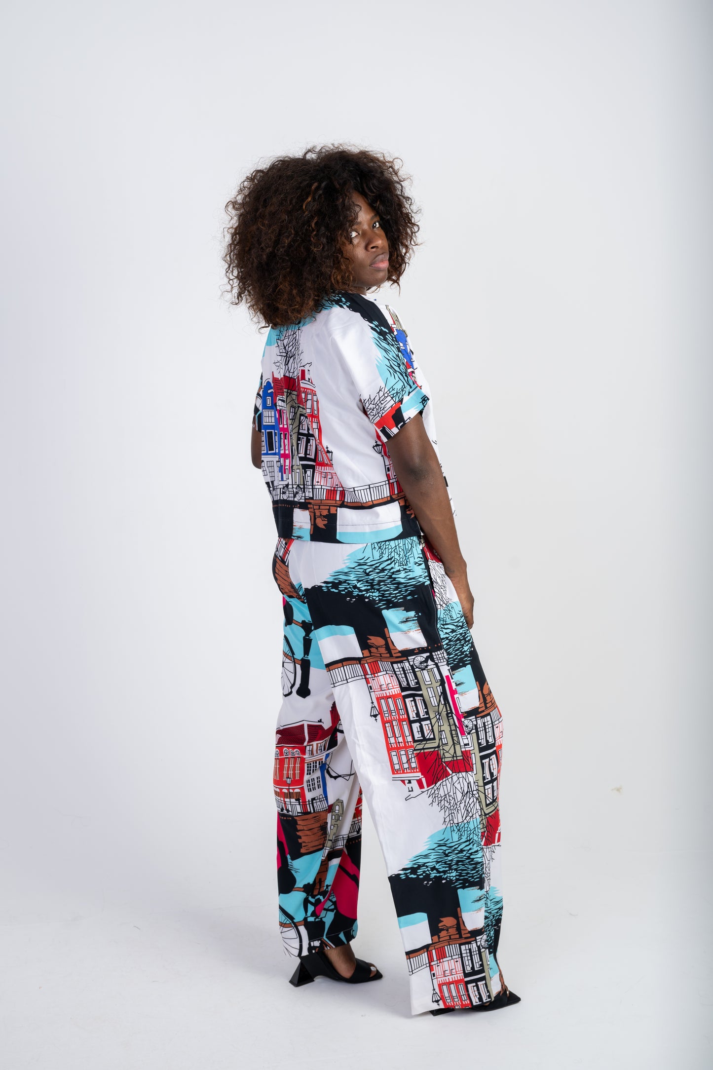 Crimson orbit print 2 piece set