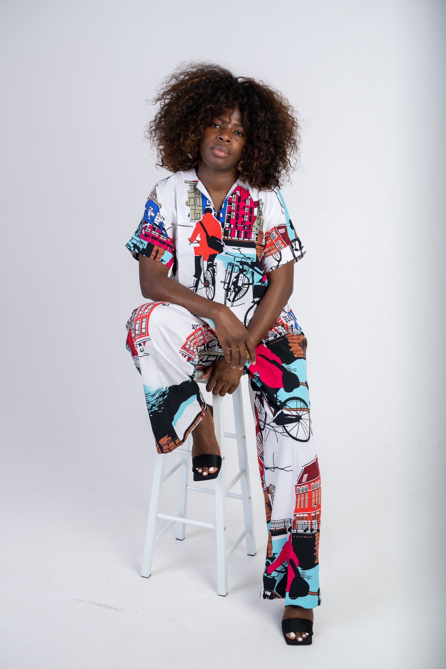 Crimson orbit print 2 piece set