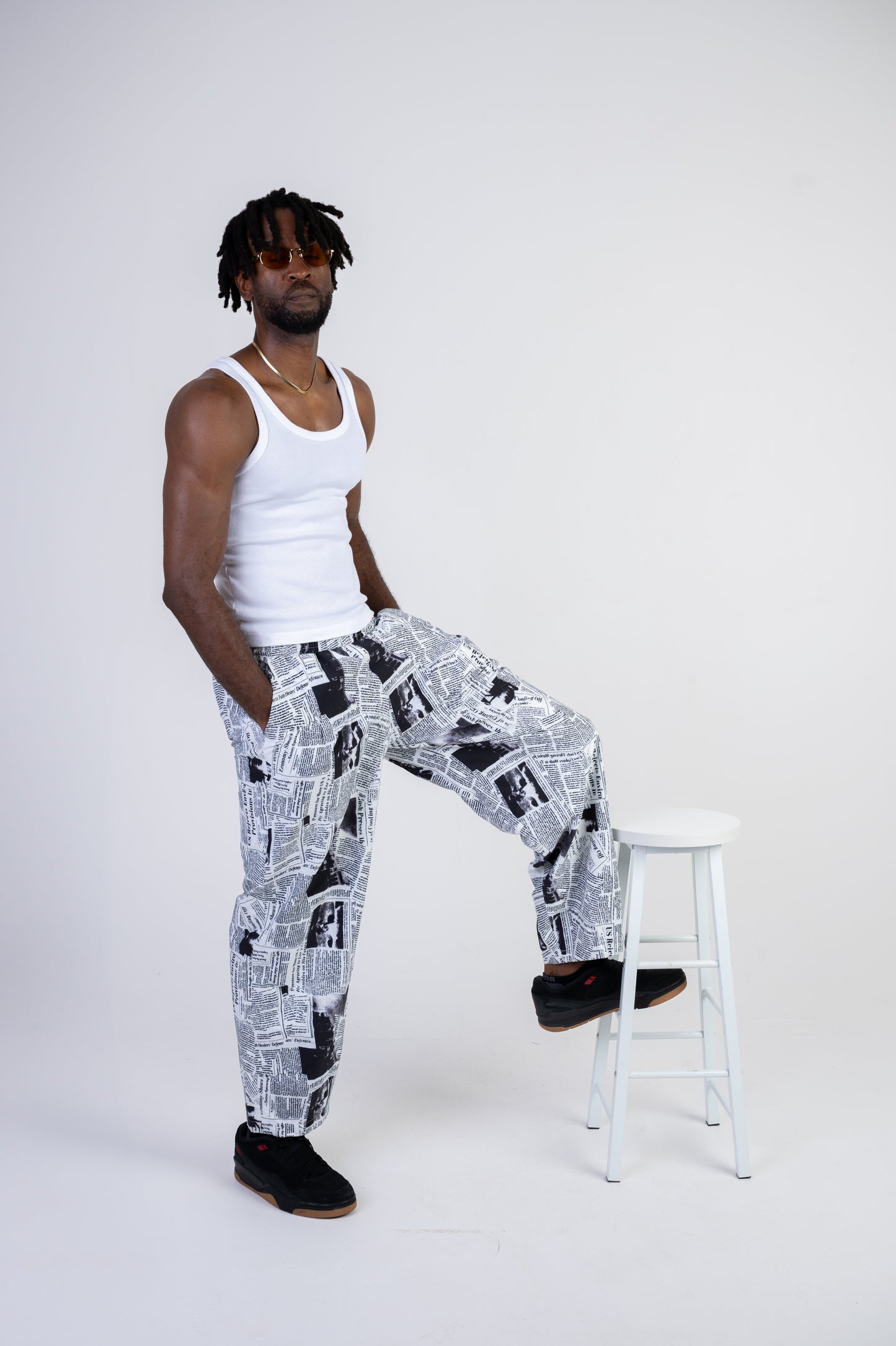 News Paper Print Pants